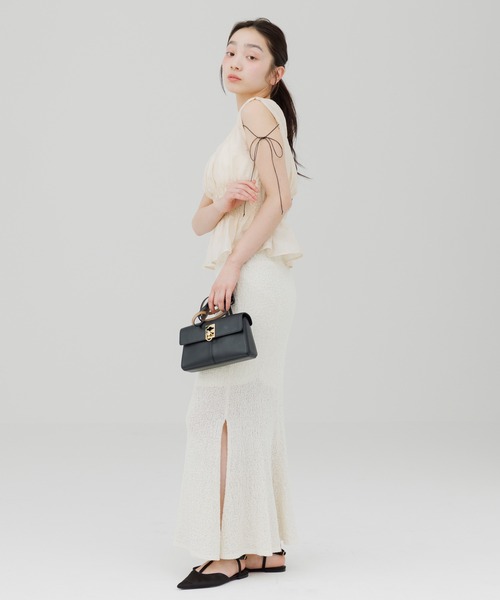 SENEE(セニー)の「soft knit slit long skirt(ソフトニットスリットロングスカート)(スカート・レディース・アイボリー/サンドベージュ/ブラック・MEDIUM/SMALL)」の16枚目の写真