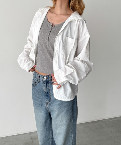 CANAL JEAN(キャナルジーン)の「El mar ナイロンパーカーシャツ(シャツ/ブラウス・レディース・ネイビー/ホワイト・ONE SIZE)」の10枚目の写真