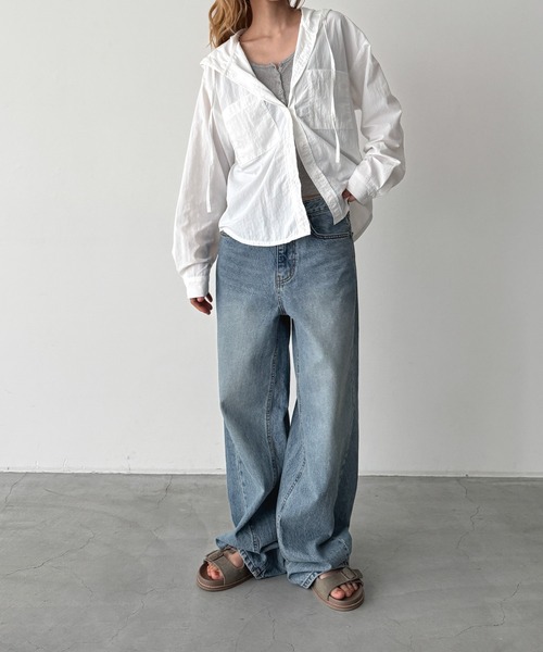 CANAL JEAN(キャナルジーン)の「El mar ナイロンパーカーシャツ(シャツ/ブラウス・レディース・ネイビー/ホワイト・ONE SIZE)」の8枚目の写真