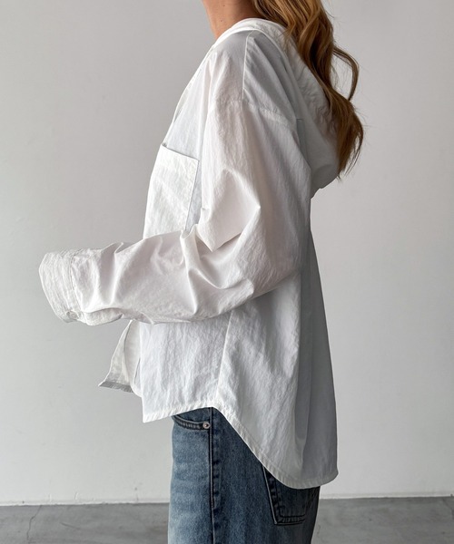 CANAL JEAN(キャナルジーン)の「El mar ナイロンパーカーシャツ(シャツ/ブラウス・レディース・ネイビー/ホワイト・ONE SIZE)」の6枚目の写真