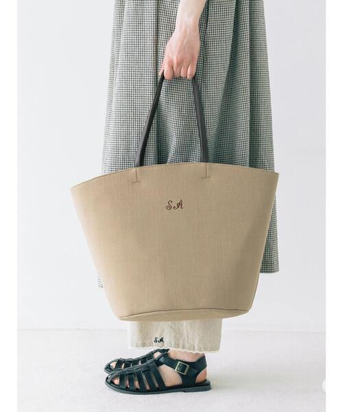 Samansa Mos2(サマンサ モスモス)の「【SA刺繍】オーバルトートバッグ(ハンドバッグ・レディース・ベージュ/キナリ・F)」の1枚目の写真