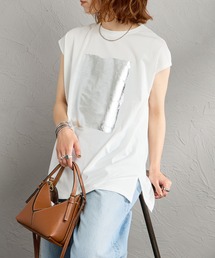 MAISON DE L'ALLURE | [MAISON DE L'ALLURE/メゾンドゥラリュール] ボックス 箔プリント フレンチスリーブTシャツ(Tシャツ/カットソー)