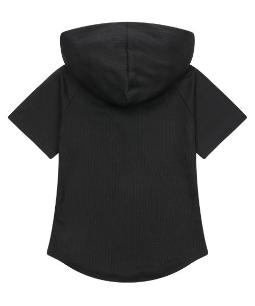 MUCENT（ムセント）の「A'GEM/9 × .kom 『MUCENT/ムセント』AMANE PUNCHING EYELET REGLAN HALF HOOD T/AMANE パンチング アイレット ラグラン フード付き半袖Tシャツ（Tシャツ/カットソー・レディース・チャコールグレー/ブラック・FREE）」の6枚目の写真