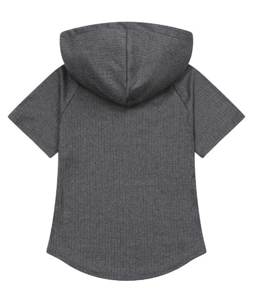 MUCENT（ムセント）の「A'GEM/9 × .kom 『MUCENT/ムセント』AMANE PUNCHING EYELET REGLAN HALF HOOD T/AMANE パンチング アイレット ラグラン フード付き半袖Tシャツ（Tシャツ/カットソー・レディース・チャコールグレー/ブラック・FREE）」の3枚目の写真