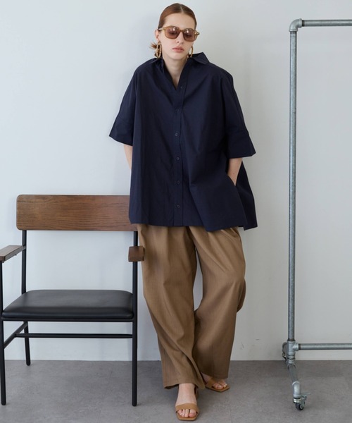 flaeu(フラユ)の「Field Cotton Shirt(シャツ/ブラウス・レディース・ピンク/ネイビー/ブラック/ホワイト・FREE)」の11枚目の写真