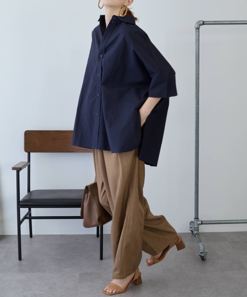 flaeu(フラユ)の「Field Cotton Shirt(シャツ/ブラウス・レディース・ピンク/ネイビー/ブラック/ホワイト・FREE)」の12枚目の写真