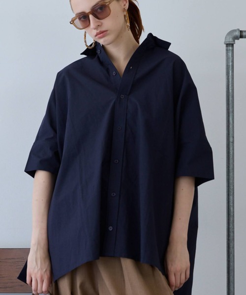 flaeu(フラユ)の「Field Cotton Shirt(シャツ/ブラウス・レディース・ピンク/ネイビー/ブラック/ホワイト・FREE)」の9枚目の写真