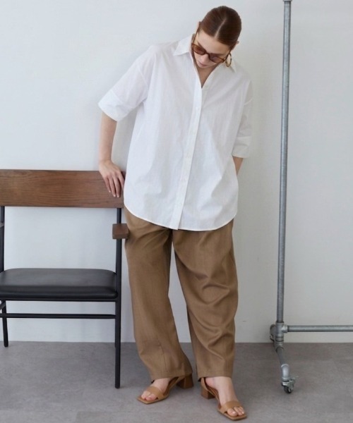 flaeu(フラユ)の「Field Cotton Shirt(シャツ/ブラウス・レディース・ピンク/ネイビー/ブラック/ホワイト・FREE)」の5枚目の写真