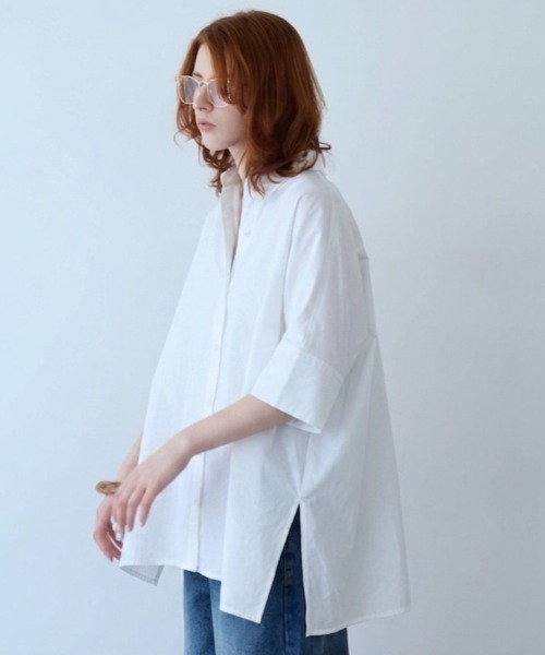 flaeu(フラユ)の「Field Cotton Shirt(シャツ/ブラウス・レディース・ピンク/ネイビー/ブラック/ホワイト・FREE)」の6枚目の写真