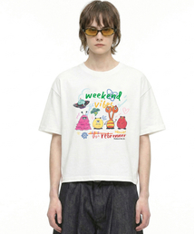 REBRENNER（リブレンナー）の「DTF ウィークエンドバイブ クールコットンクロップ半袖Tシャツ ホワイト（Tシャツ/カットソー）」