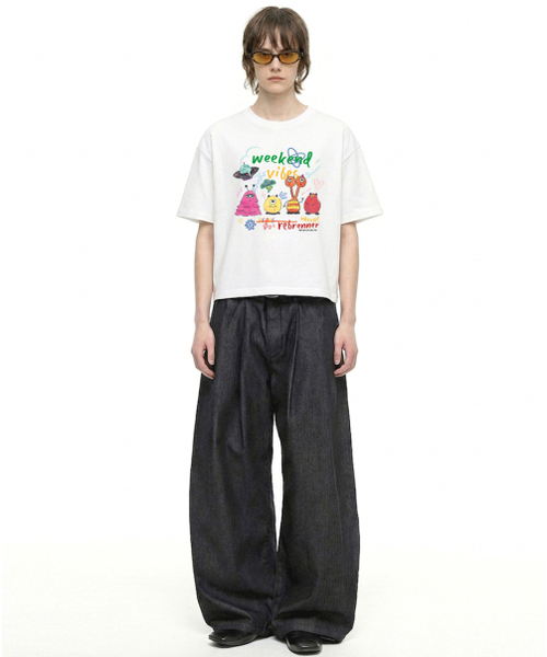 REBRENNER(リブレンナー)の「DTF ウィークエンドバイブ クールコットンクロップ半袖Tシャツ ホワイト(Tシャツ/カットソー・メンズ・ホワイト・MEDIUM/LARGE/X-LARGE)」の2枚目の写真