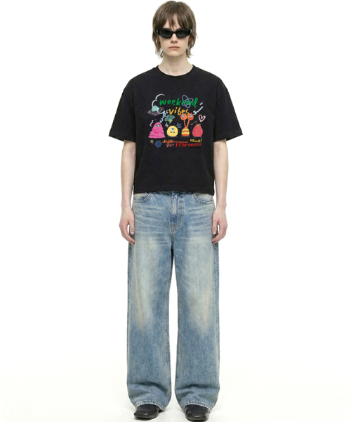REBRENNER(リブレンナー)の「DTF ウィークエンドバイブ クールコットンクロップ半袖Tシャツ ホワイト(Tシャツ/カットソー・メンズ・ホワイト・MEDIUM/LARGE/X-LARGE)」の6枚目の写真