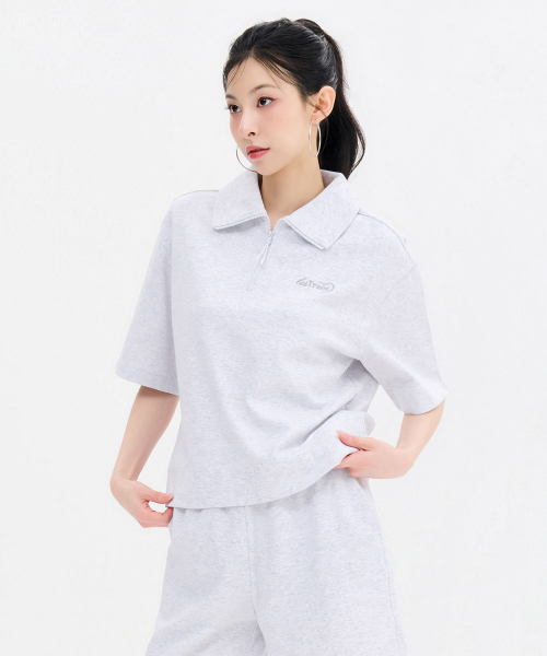 CHASECULT（チェイスカルト）の「女性 半ジップ 5部 Tシャツ-FBRG5862D0E（Tシャツ/カットソー・レディース・ライトグレー・85/90）」の3枚目の写真