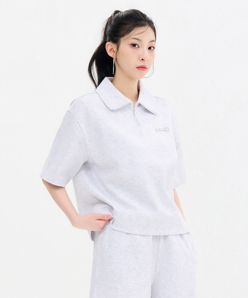 CHASECULT（チェイスカルト）の「女性 半ジップ 5部 Tシャツ-FBRG5862D0E（Tシャツ/カットソー・レディース・ライトグレー・85/90）」の5枚目の写真