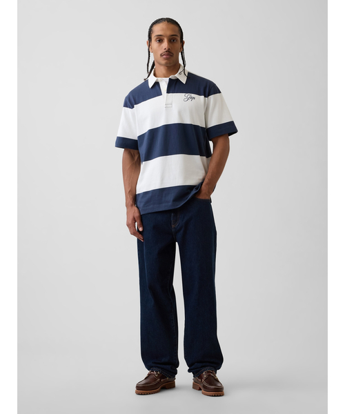 GAP（ギャップ）の「リラックスフィット GAPロゴ ラグビーシャツ（ポロシャツ・メンズ・ネイビー/オフホワイト/ブラック/グリーン・XL/L/S/M/XS）」の19枚目の写真