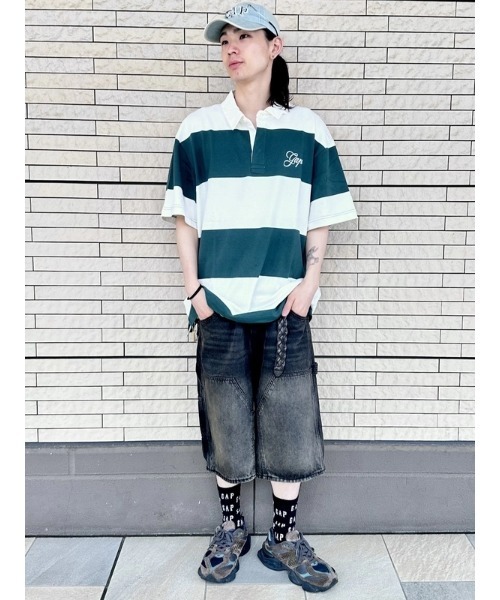 GAP（ギャップ）の「リラックスフィット GAPロゴ ラグビーシャツ（ポロシャツ・メンズ・ネイビー/オフホワイト/ブラック/グリーン・XL/L/S/M/XS）」の9枚目の写真