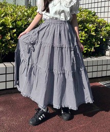 ギンガムティアードロングスカート