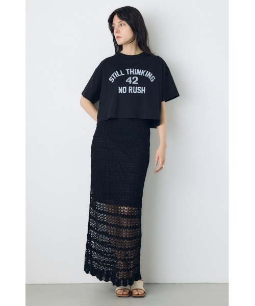 AZUL by moussy(アズールバイマウジー)の「クロシェニットロングスカート(スカート・レディース・アイボリー/ブラック/ライトカーキ・SMALL/MEDIUM)」の12枚目の写真