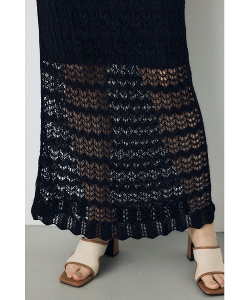 AZUL by moussy(アズールバイマウジー)の「クロシェニットロングスカート(スカート・レディース・アイボリー/ブラック/ライトカーキ・SMALL/MEDIUM)」の14枚目の写真