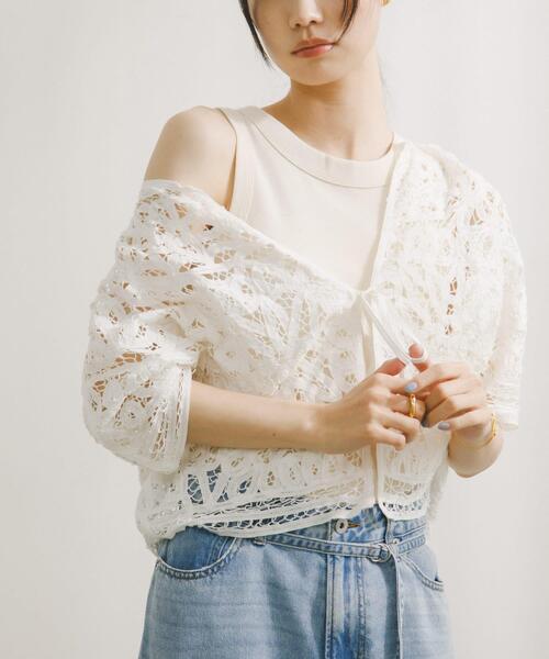 URBAN RESEARCH DOORS(アーバンリサーチドアーズ)の「Batten Lace Cotton Blouse(シャツ/ブラウス・レディース・オフホワイト・FREE)」の1枚目の写真