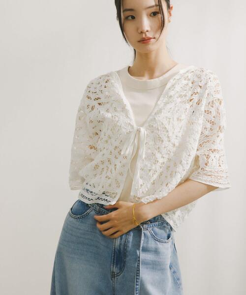 URBAN RESEARCH DOORS(アーバンリサーチドアーズ)の「Batten Lace Cotton Blouse(シャツ/ブラウス・レディース・オフホワイト・FREE)」の2枚目の写真