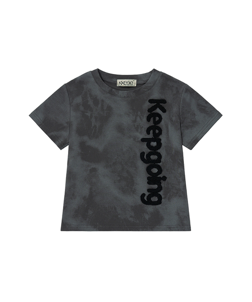 KKEEE(ケーケーイーイー)の「キープゴーイング ブークル刺繍 クロップ半袖Tシャツ(Tシャツ/カットソー・レディース・ブラック/ホワイト/チャコール・FREE)」の3枚目の写真