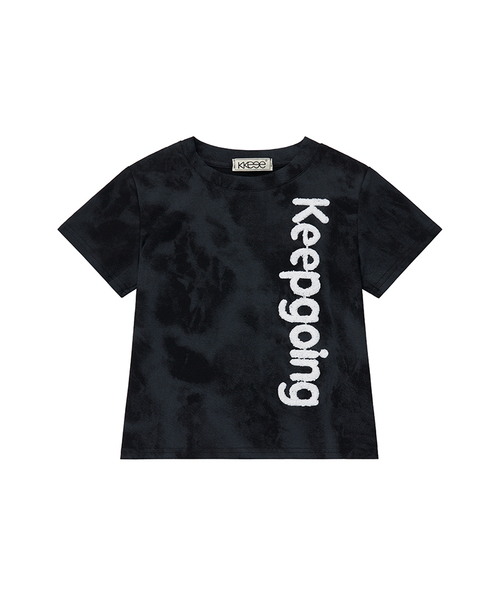 KKEEE(ケーケーイーイー)の「キープゴーイング ブークル刺繍 クロップ半袖Tシャツ(Tシャツ/カットソー・レディース・ブラック/ホワイト/チャコール・FREE)」の2枚目の写真
