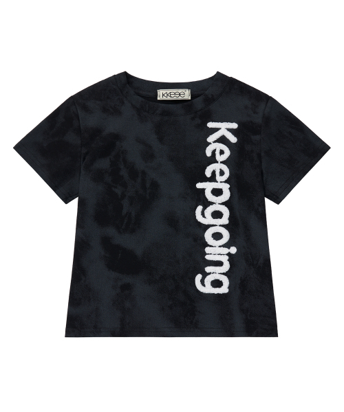 KKEEE(ケーケーイーイー)の「キープゴーイング ブークル刺繍 クロップ半袖Tシャツ(Tシャツ/カットソー・レディース・ブラック/ホワイト/チャコール・FREE)」の5枚目の写真