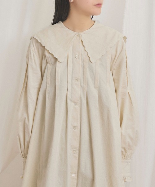 fig London(フィグロンドン)の「shirt corl dress(ワンピース・レディース・ブラック/アイボリー/チョコ・FREE)」の1枚目の写真