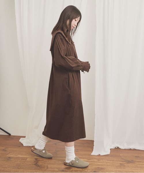fig London(フィグロンドン)の「shirt corl dress(ワンピース・レディース・ブラック/アイボリー/チョコ・FREE)」の19枚目の写真