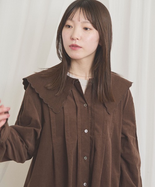 fig London(フィグロンドン)の「shirt corl dress(ワンピース・レディース・ブラック/アイボリー/チョコ・FREE)」の15枚目の写真