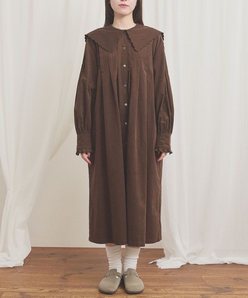 fig London(フィグロンドン)の「shirt corl dress(ワンピース・レディース・ブラック/アイボリー/チョコ・FREE)」の22枚目の写真