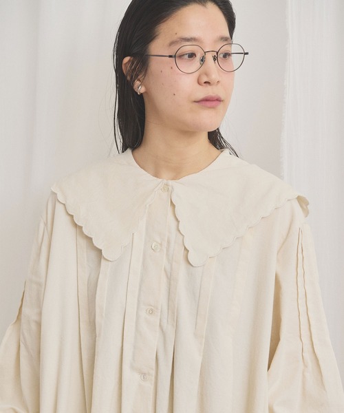fig London(フィグロンドン)の「shirt corl dress(ワンピース・レディース・ブラック/アイボリー/チョコ・FREE)」の8枚目の写真