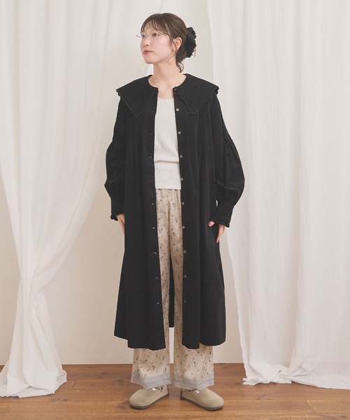 fig London(フィグロンドン)の「shirt corl dress(ワンピース・レディース・ブラック/アイボリー/チョコ・FREE)」の9枚目の写真