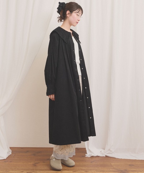 fig London(フィグロンドン)の「shirt corl dress(ワンピース・レディース・ブラック/アイボリー/チョコ・FREE)」の11枚目の写真