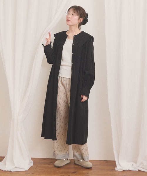 fig London(フィグロンドン)の「shirt corl dress(ワンピース・レディース・ブラック/アイボリー/チョコ・FREE)」の12枚目の写真