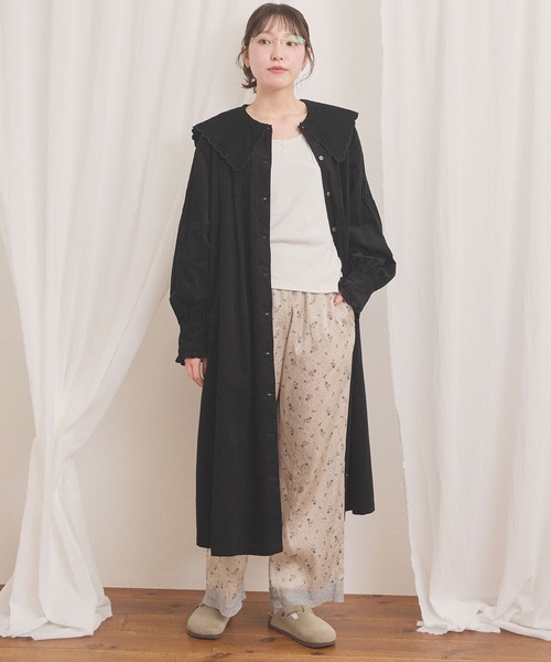 fig London(フィグロンドン)の「shirt corl dress(ワンピース・レディース・ブラック/アイボリー/チョコ・FREE)」の13枚目の写真