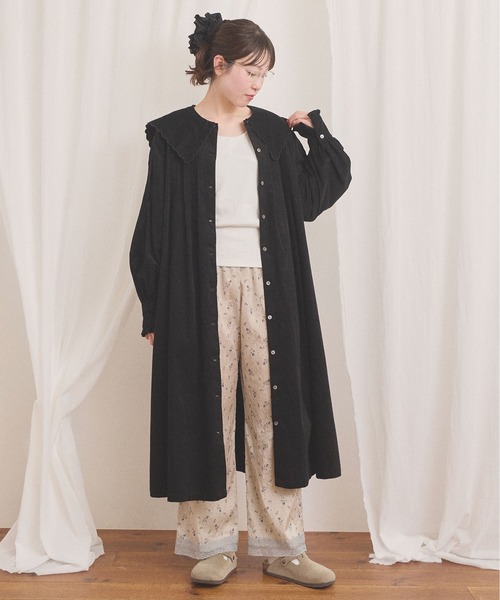 fig London(フィグロンドン)の「shirt corl dress(ワンピース・レディース・ブラック/アイボリー/チョコ・FREE)」の14枚目の写真