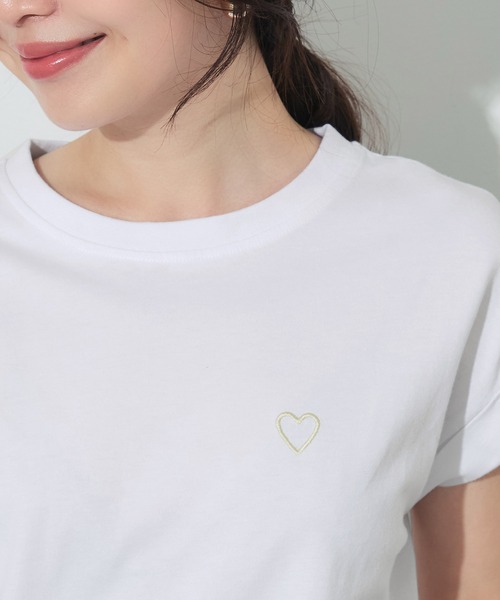 coca(coca)(コカ)の「フレンチスリーブ刺繍Tシャツ(Tシャツ/カットソー・レディース・A/B/D/C・L/M/S/XL)」の1枚目の写真