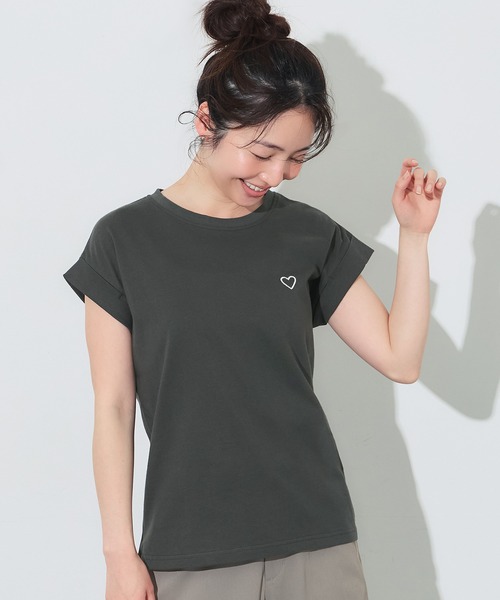coca(coca)(コカ)の「フレンチスリーブ刺繍Tシャツ(Tシャツ/カットソー・レディース・A/B/D/C・L/M/S/XL)」の2枚目の写真
