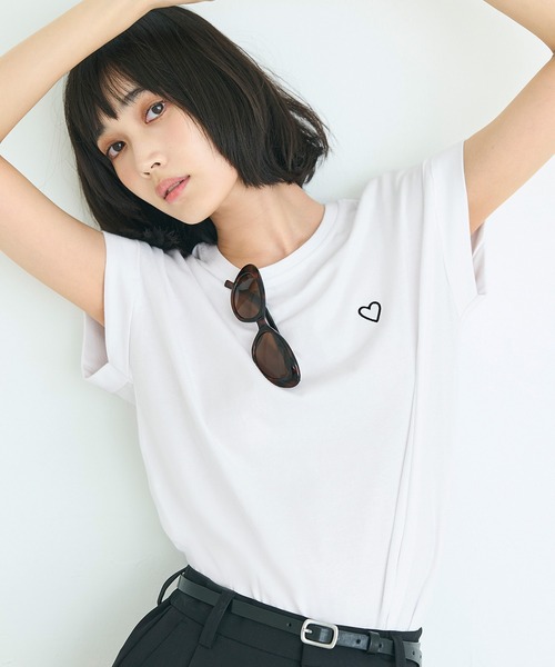 coca(coca)(コカ)の「フレンチスリーブ刺繍Tシャツ(Tシャツ/カットソー・レディース・A/B/D/C・L/M/S/XL)」の3枚目の写真