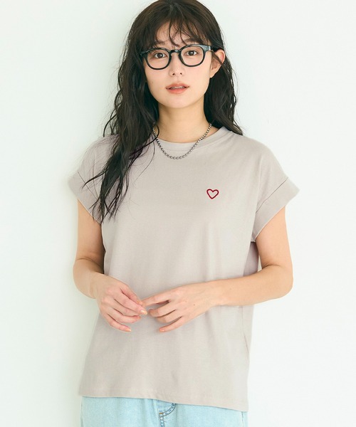 coca(coca)(コカ)の「フレンチスリーブ刺繍Tシャツ(Tシャツ/カットソー・レディース・A/B/D/C・L/M/S/XL)」の4枚目の写真
