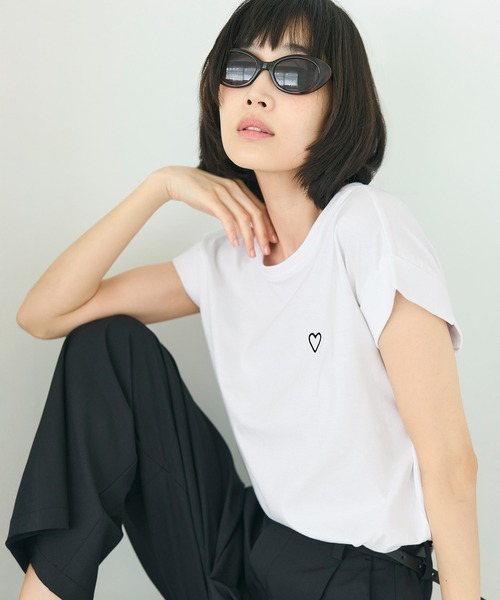 coca(coca)(コカ)の「フレンチスリーブ刺繍Tシャツ(Tシャツ/カットソー・レディース・A/B/D/C・L/M/S/XL)」の5枚目の写真