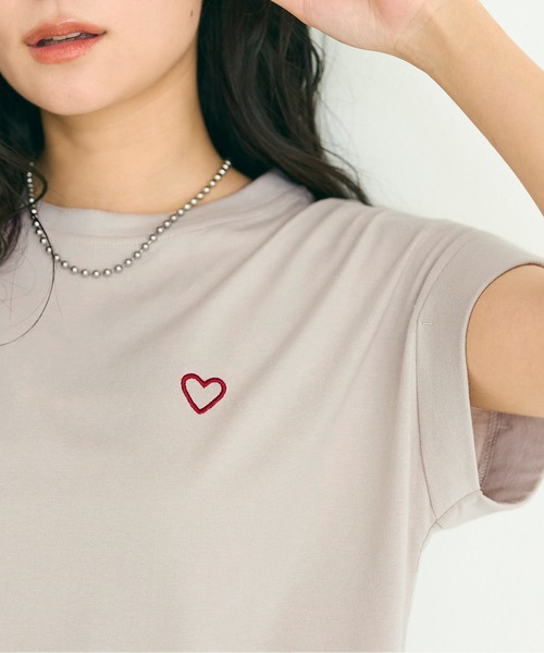 coca(coca)(コカ)の「フレンチスリーブ刺繍Tシャツ(Tシャツ/カットソー・レディース・A/B/D/C・L/M/S/XL)」の7枚目の写真