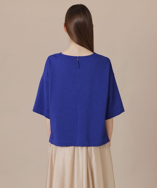 MACKINTOSH LONDON（マッキントッシュ ロンドン）の「【WEB・一部店舗限定】ストレッチサッカーストライプ半袖ブラウス（Tシャツ/カットソー・レディース・ブルー系その他4/ホワイト系その他/オレンジ/グレー系その他・38）」の7枚目の写真