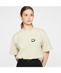 [ユニセックス]スモールドローイングスマイル半袖Tシャツ_サンドベージュ