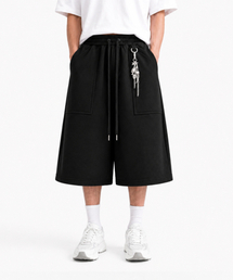 LENGAGEMENT（ランガージュマン）の「Wide Fatigue Bermuda Sweat Shorts (Black)（その他パンツ）」