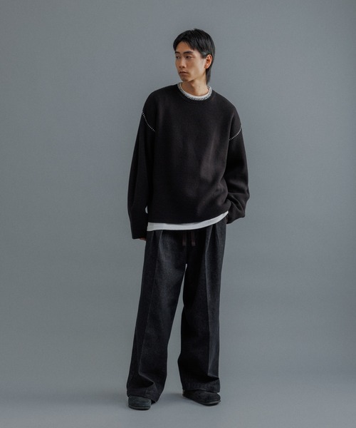 ADAM ET ROPE'(アダムエロペ)の「【WEB限定】2タック ワイドルーズ ドカンパンツ / デニム / オールシーズン着用可能 / ユニセックス(デニムパンツ・メンズ・ブラック系その他/ネイビー・L/M/S)」の13枚目の写真