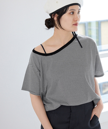 IENA | FOLKIN' VIOLETTE ROOM ASYMMETRY TEE Tシャツ FVR24407(Tシャツ/カットソー)