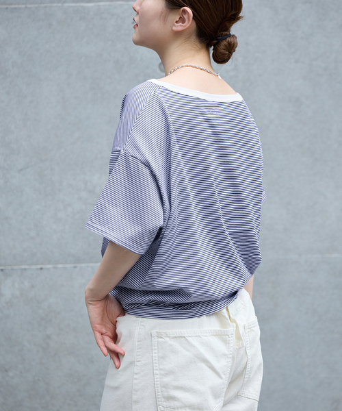 IENA（イエナ）の「FOLKIN' VIOLETTE ROOM ASYMMETRY TEE Tシャツ FVR24407（Tシャツ/カットソー・レディース・ブルー/ブラック・36）」の15枚目の写真